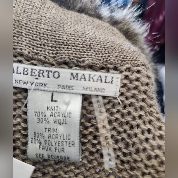 NEW NWT Women's Alberto Makali Open Cardigan Jacket Faux Fur Size Large - Picture 8 of 8